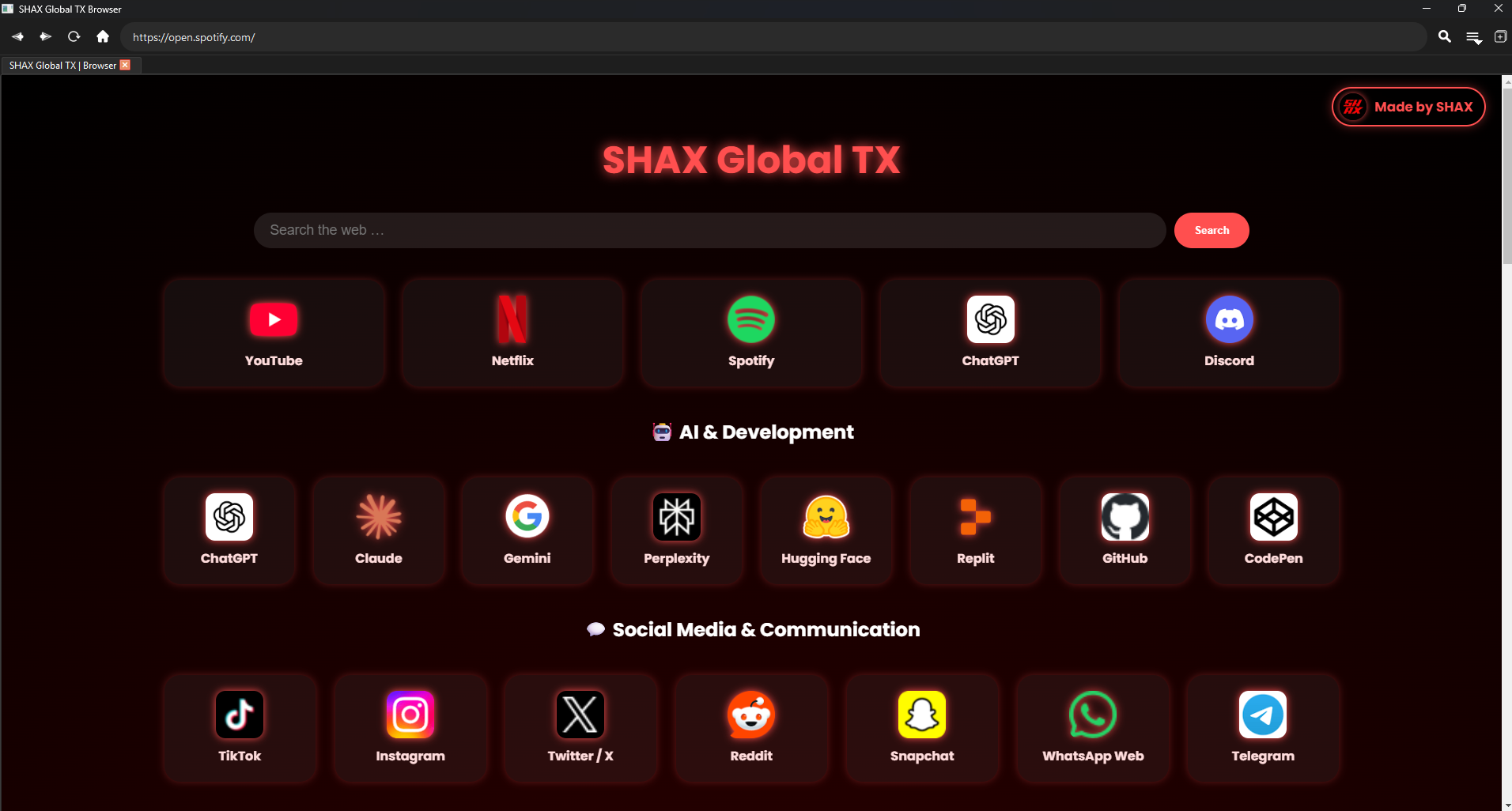 SHAX Browser Preview